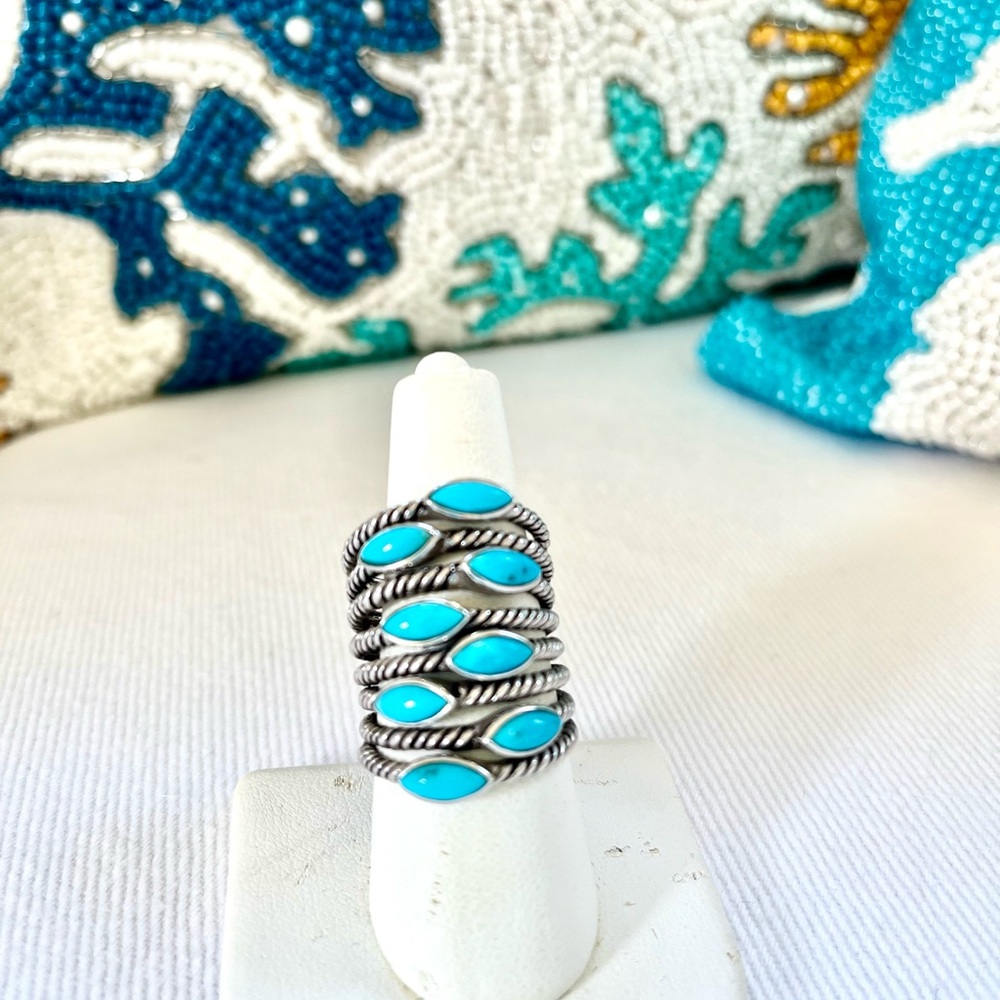 Sleeping Beauty Turquoise sterling silver ring, size 8 gorgeous